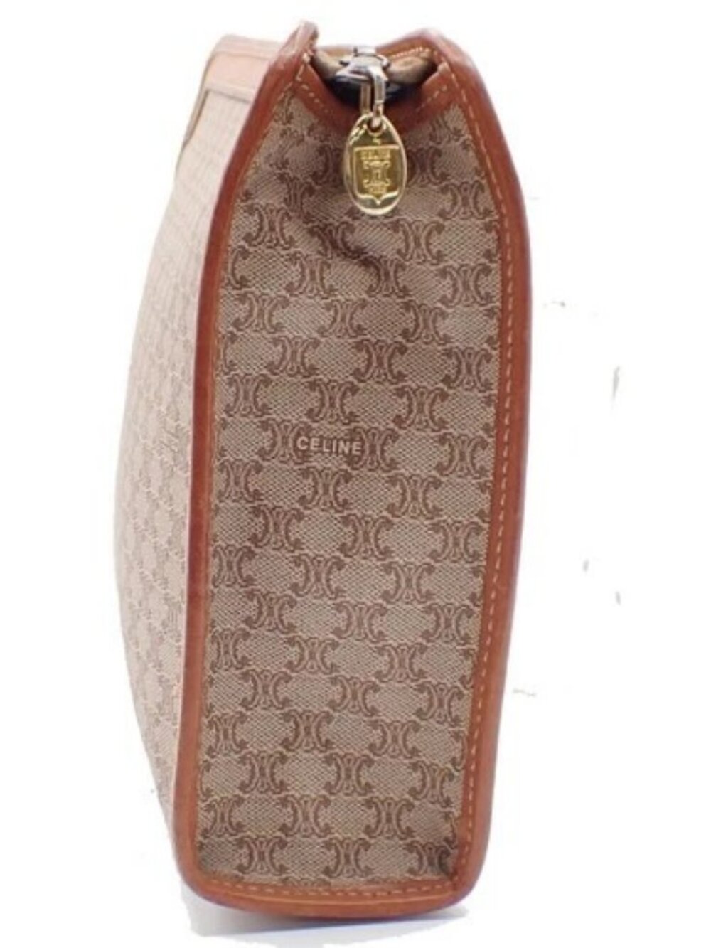CELINE Logo Macadam Pattern Clutch Bag PVC Leather Brown GHW Italy 07KC370 - Picture 4 of 14